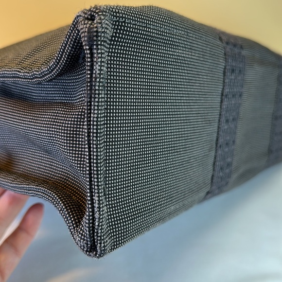 Hermes Heavy Canvas Vintage Zip Tote Gray w/H Design on Web straps Holds Laptop - Picture 9 of 14